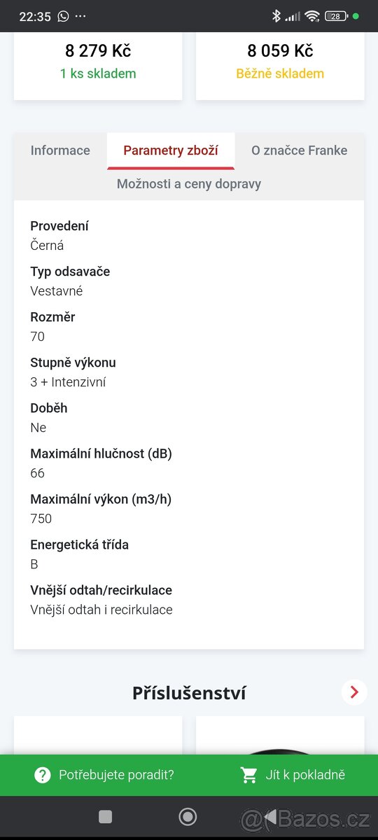 Odsavač par Franke FBFE BK A70 basic - 10