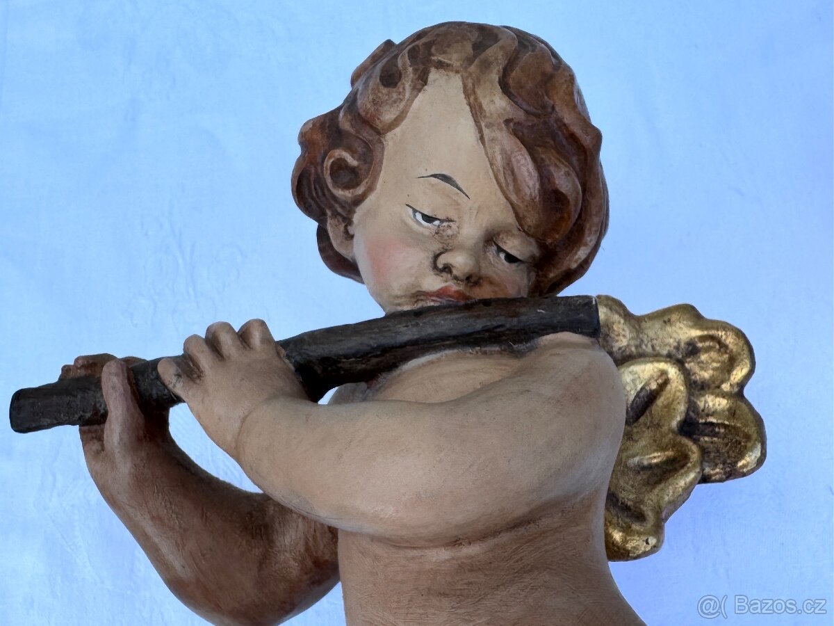 Velké malované sochy Anděl a Andělka dřevo 31,5cm - 10