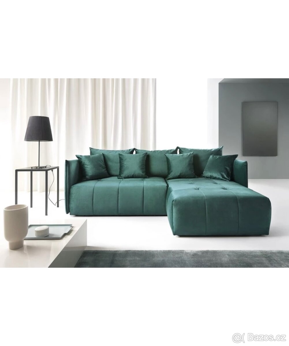 Sedací rohová souprava zelená - 10