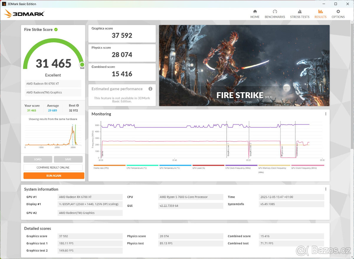 Herni PC- Ryzen 5 7600, 32GB RAM,1TB SSD,6700XT 12GB, WIN11 - 10