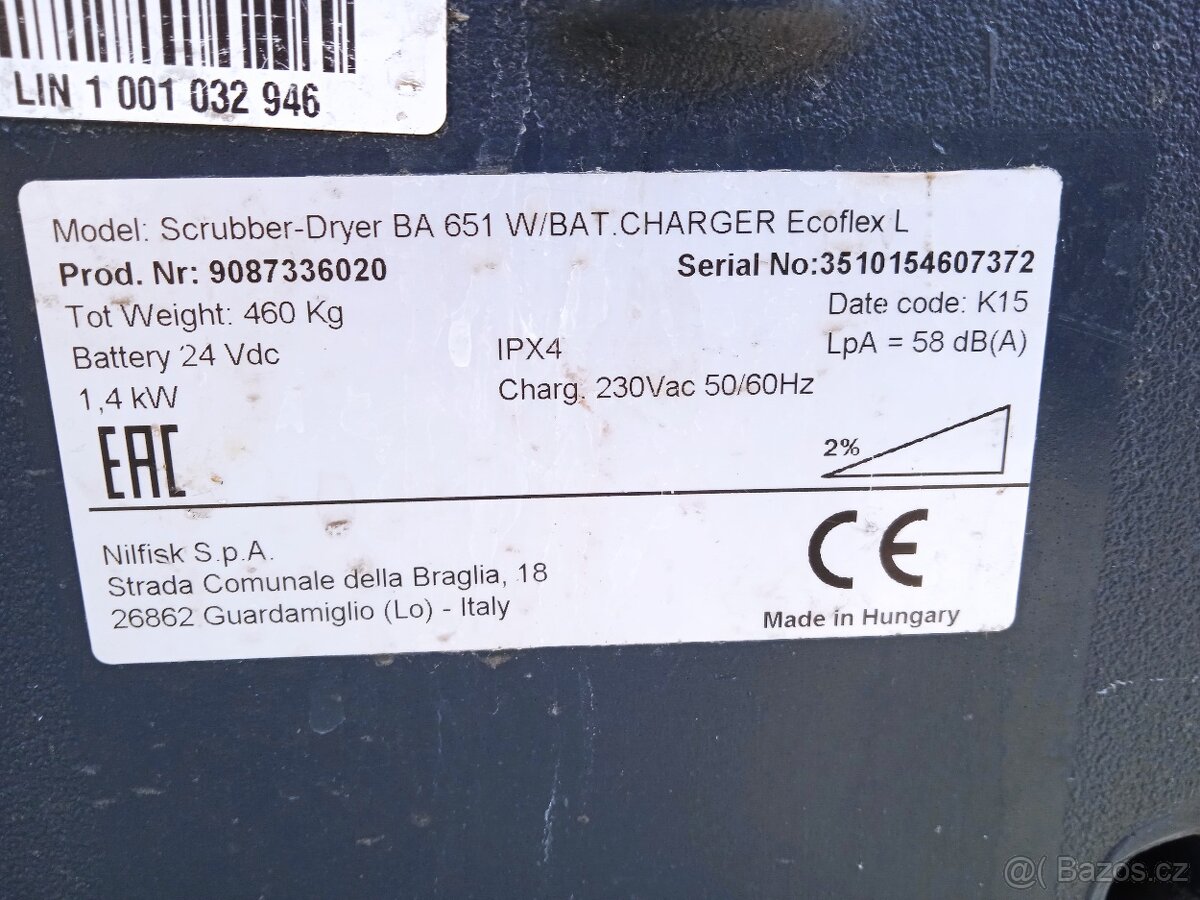 PODLAHOVÝ MYCÍ STROJ NILFISK BA 651,ČRrv 9/2015,dph - 10