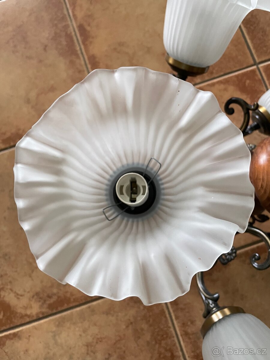 Rustikální pětiramenný lustr - super stav - 10