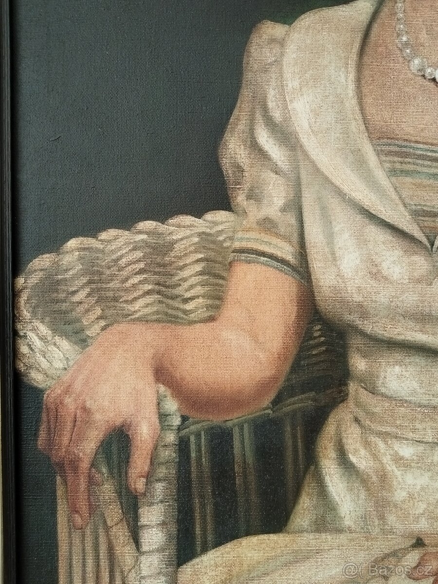 obraz DÁMA S PERLOVÝM NÁHRDELNÍKEM, olej, sign. +89 - 10