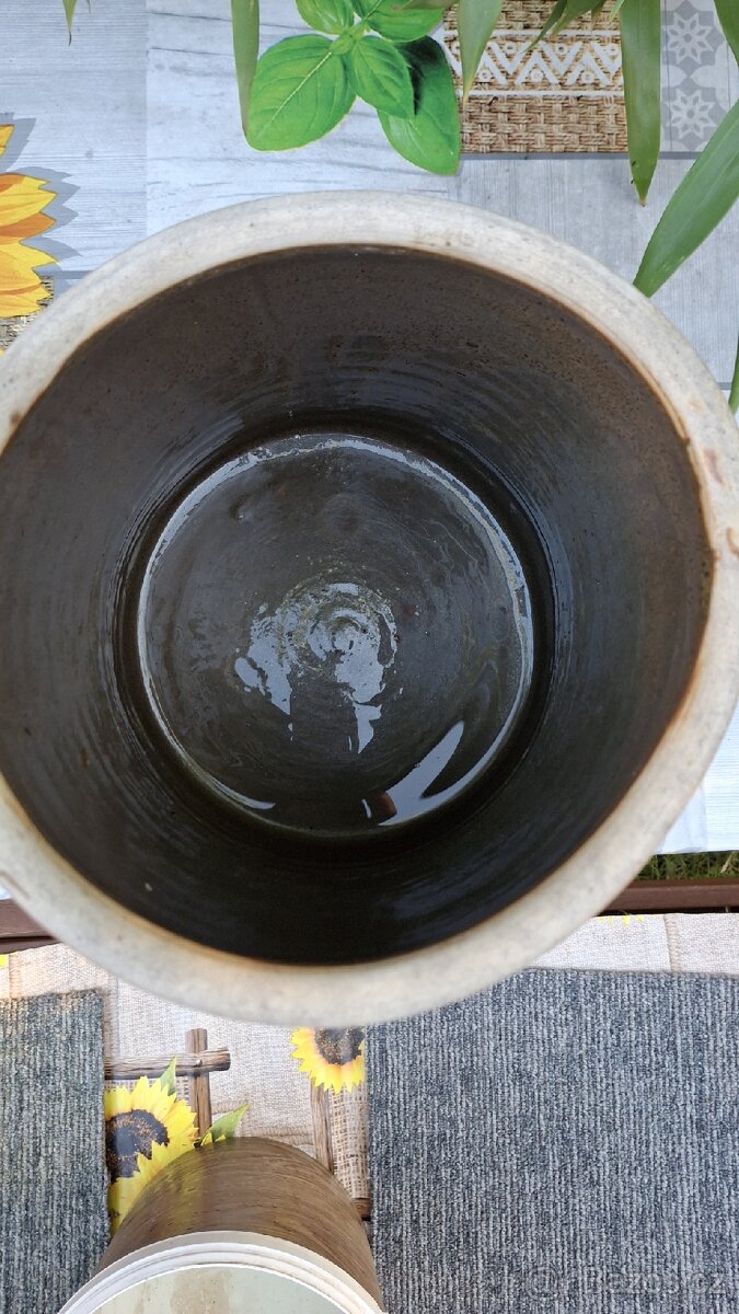 Stará keramická dóza – kamenáč výška 25 cm - 10