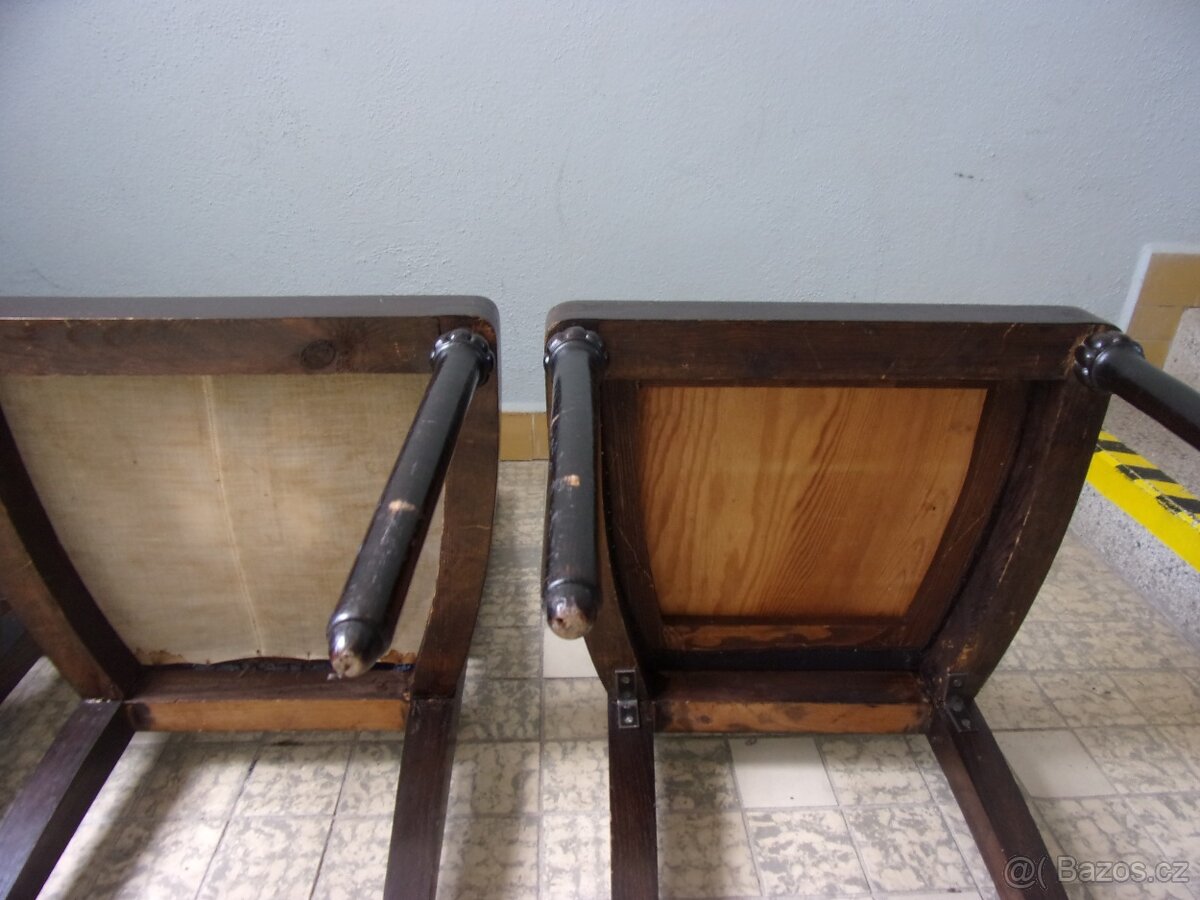 Starý retro nábytek, dřevěné židle, 1. republika, 3+1ks - 10