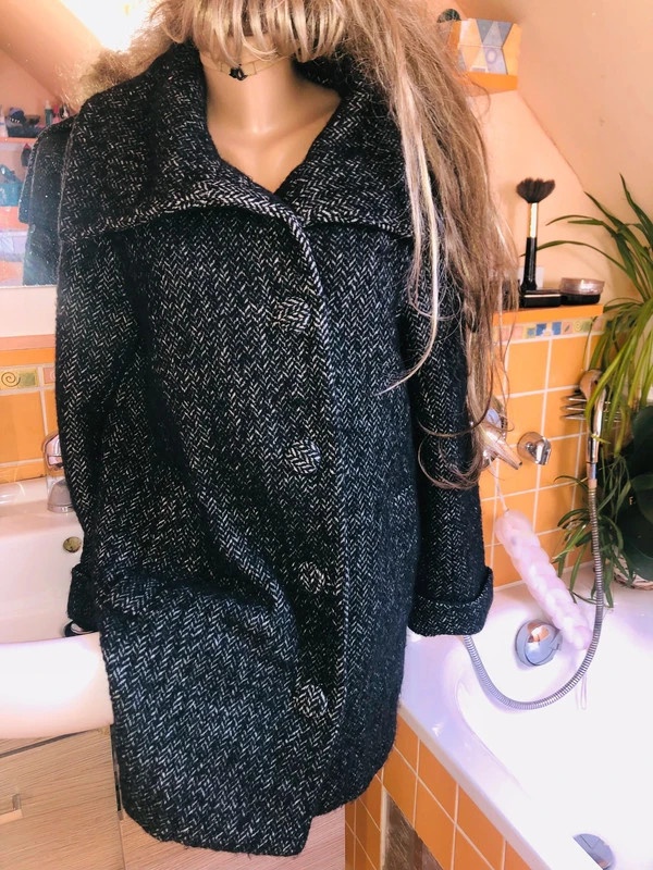 H&M# kabat# vlneny# zimni #oversize # business#sedy - 10