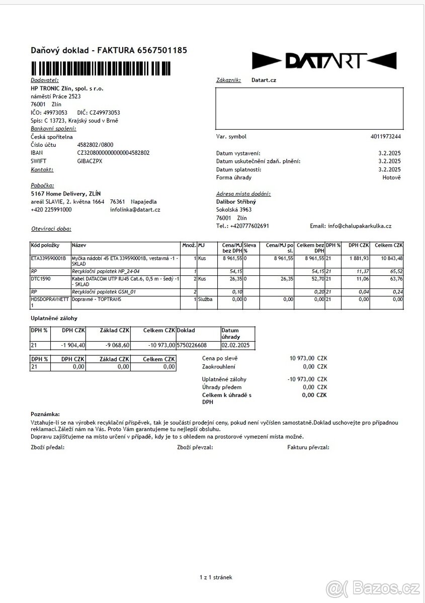 ZÁRUKA: Prodám vestavnou myčku ETA 339590001B – zánovní - 10