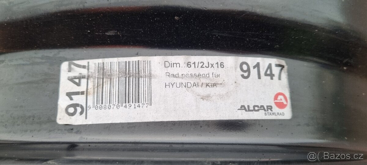 Plechové disky 9147 6,5x16 5x114,3 ET51 střed 67 Kia Hyundai - 10