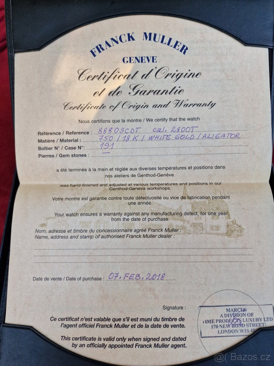 Zlaté hodinky Franck Muller 18k White Gold - 10