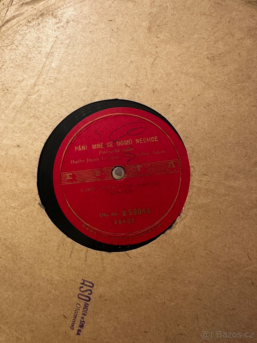 Staré šelakové gamofonové desky - 71 ks - 10