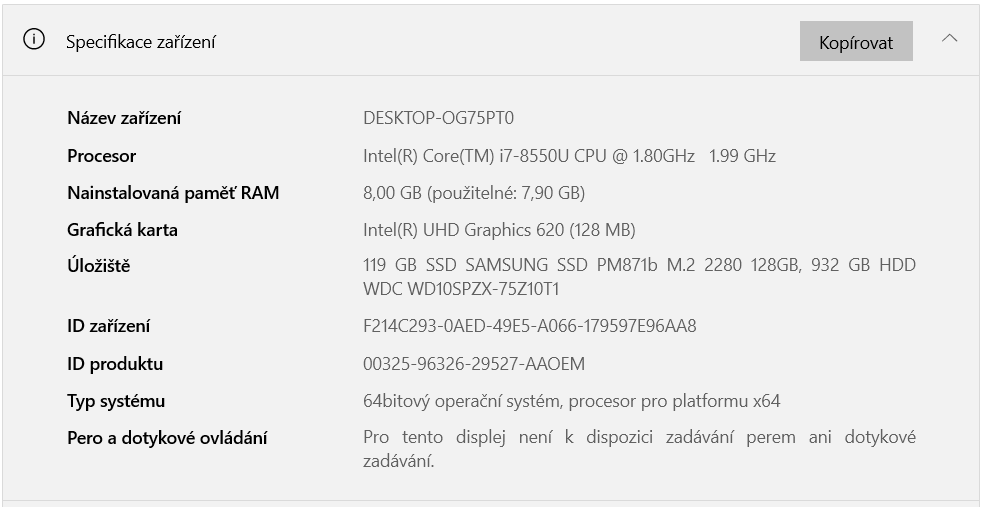 15.6" Dell 5570 i7, 8GB RAM, 128GB SSD + 1 TB HDD - 10