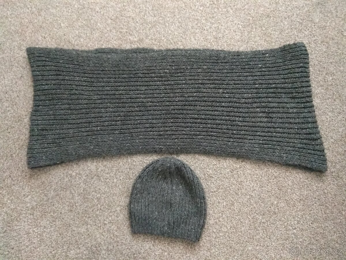 Nové dámské pletené sety - čepice, šála/kruhová šála - 10