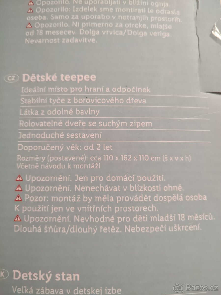 Dětské bavlněné teepee s podlážkou, výška 162cm - 10