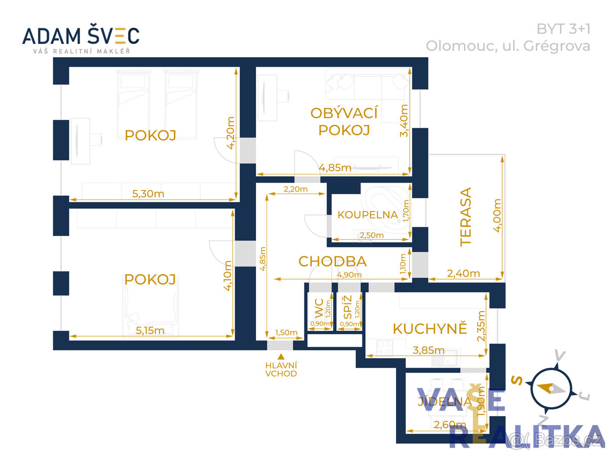 Prodej, byt 3+1, Olomouc, ul. Grégrova - 10
