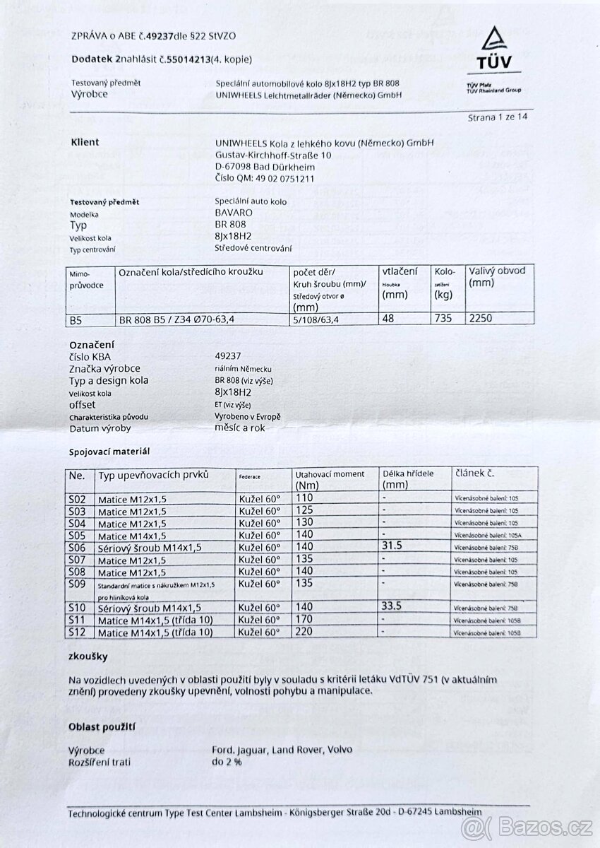 Alu disky 18", 5x108, ET 48, šířka 8J - 10