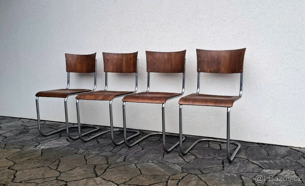 Funkcionalistické chromované židle 4ks - 10