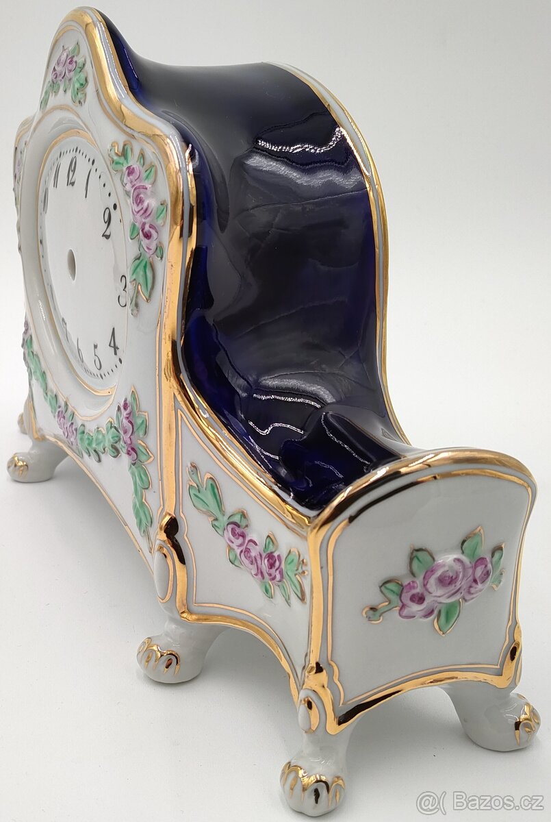 Krásné staré luxusní porcelánové torzo hodin Royal Dux - 10