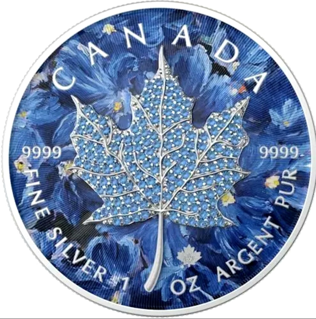 investiční střibrnné mince - Maple leaf - Bejeweled - 10