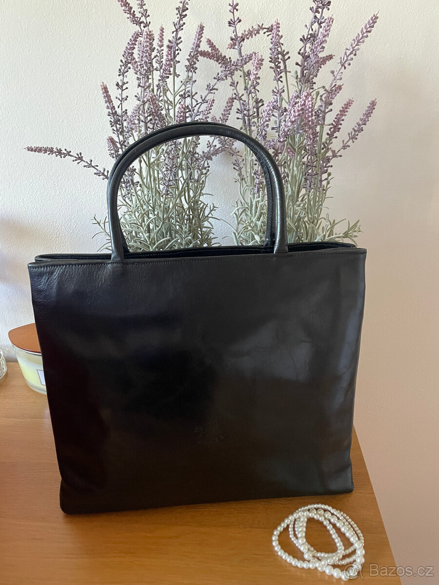 Značková luxusní černá elegantní kožená kabelka Corcel - 10