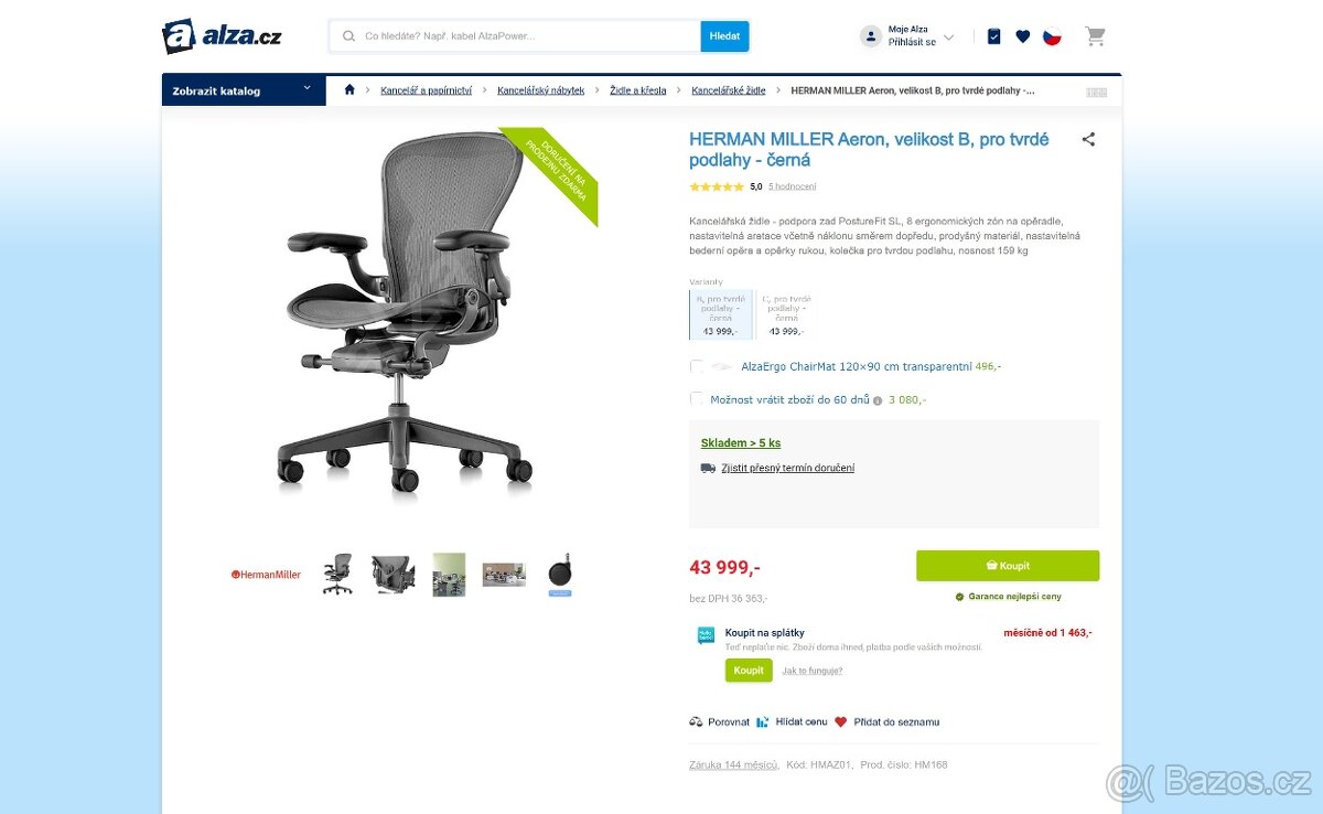 Kancelářská židle - Herman Miller Aeron - NOVÁ, ZÁRUKA - 10