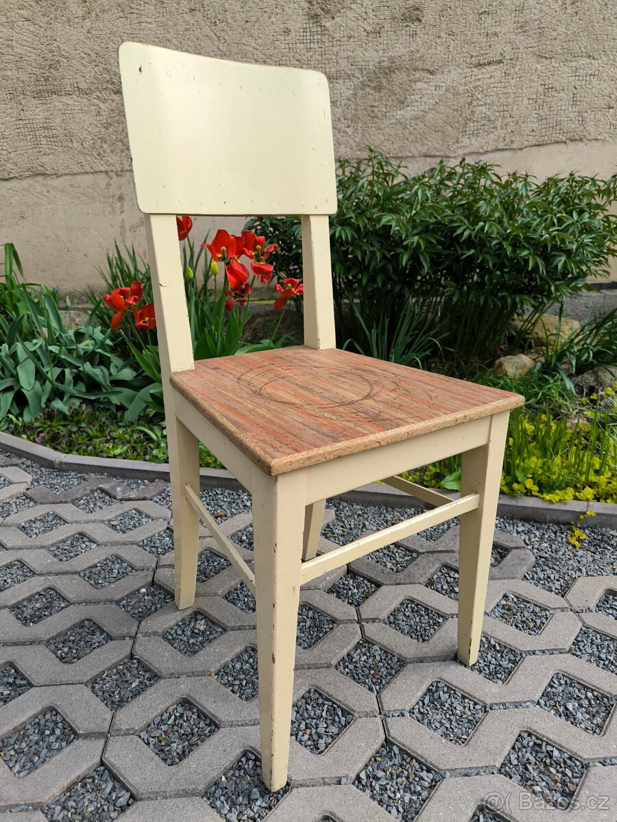 Starožitné kuchyňské selské židle - 30. léta - 10