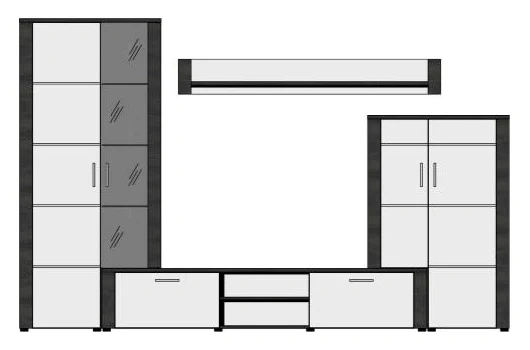 Obývací stěna - šedá / matná bílá - 10