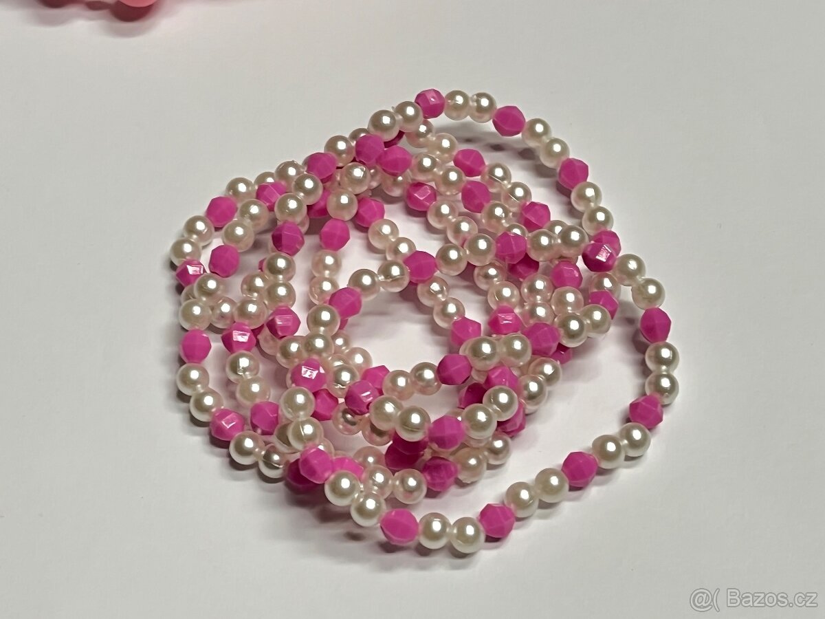 Náramek růžovo nebo fialovo bílý - 10