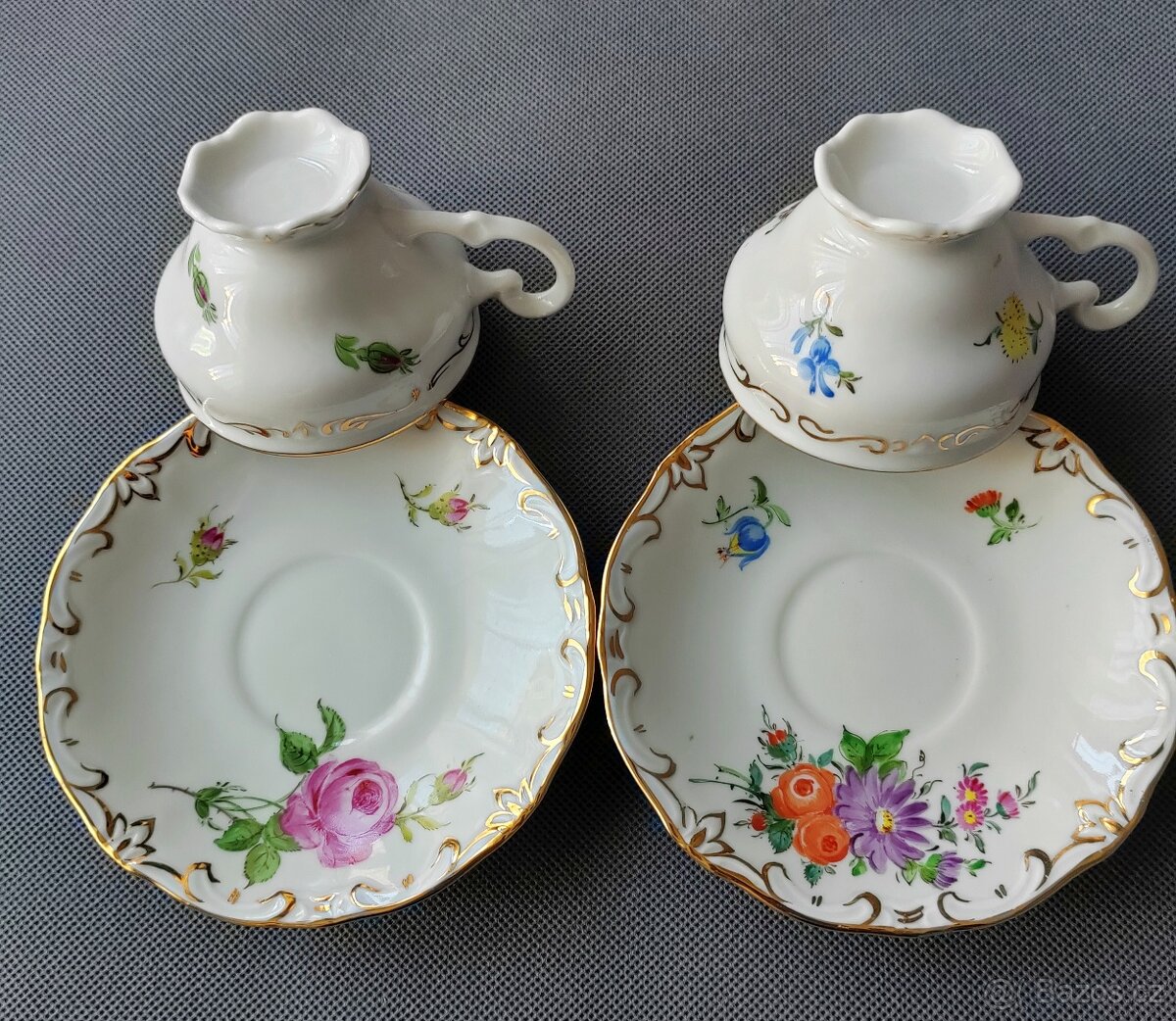 Krásný set porcelánových mokka šálků s podšálkem - 10