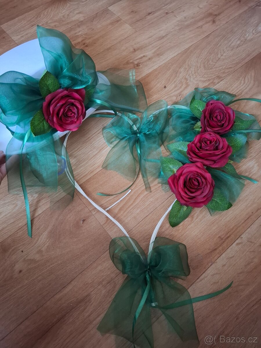 Svatební dekorace na auto - zelena - 10