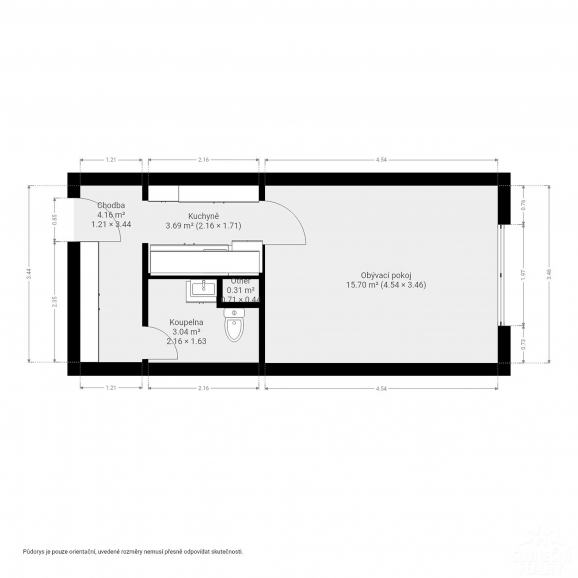 Pronájem zrekonstruovaného bytu 1+kk, 27 m², Uherské Hradišt - 10