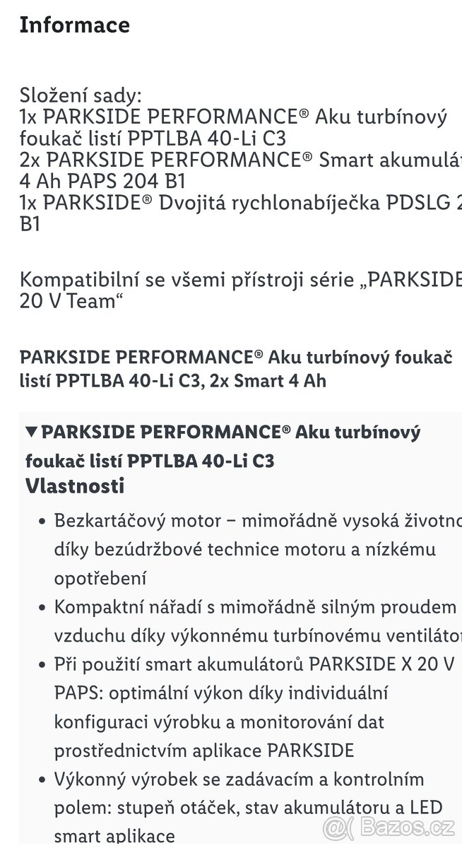 Aku turbínový foukač Peformance V40 - 10