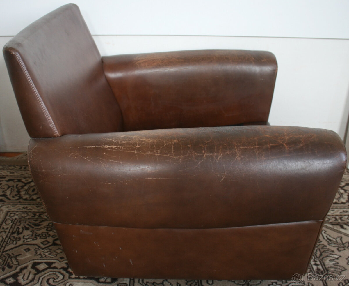 Vzácná dvojice původních kožených křesel UP závody Brno 1969 - 10