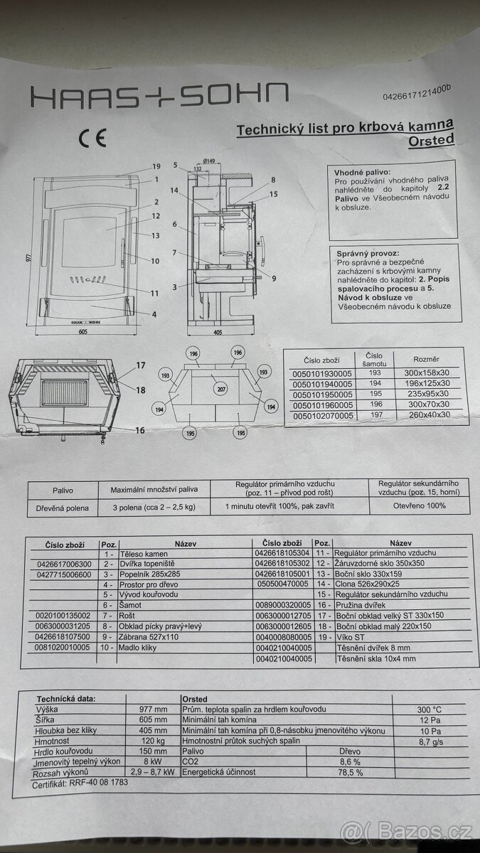 Krbová kamna HAAS+SOHN, model ORSTED - 10