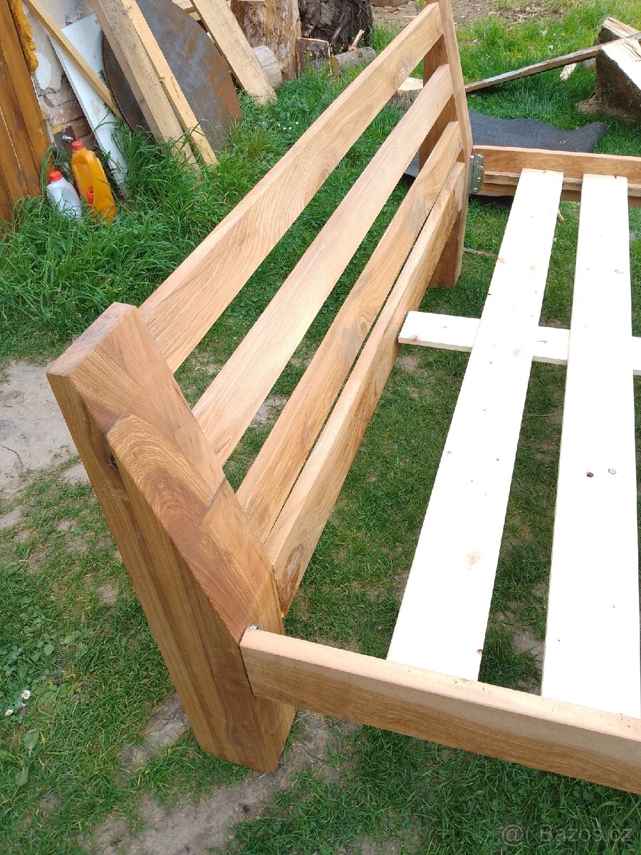 Dřevěná manželská postel jasan masiv - 10