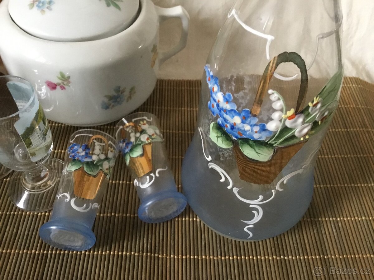 karafa, cukrenka, odlivky, talirek, konvice - 10