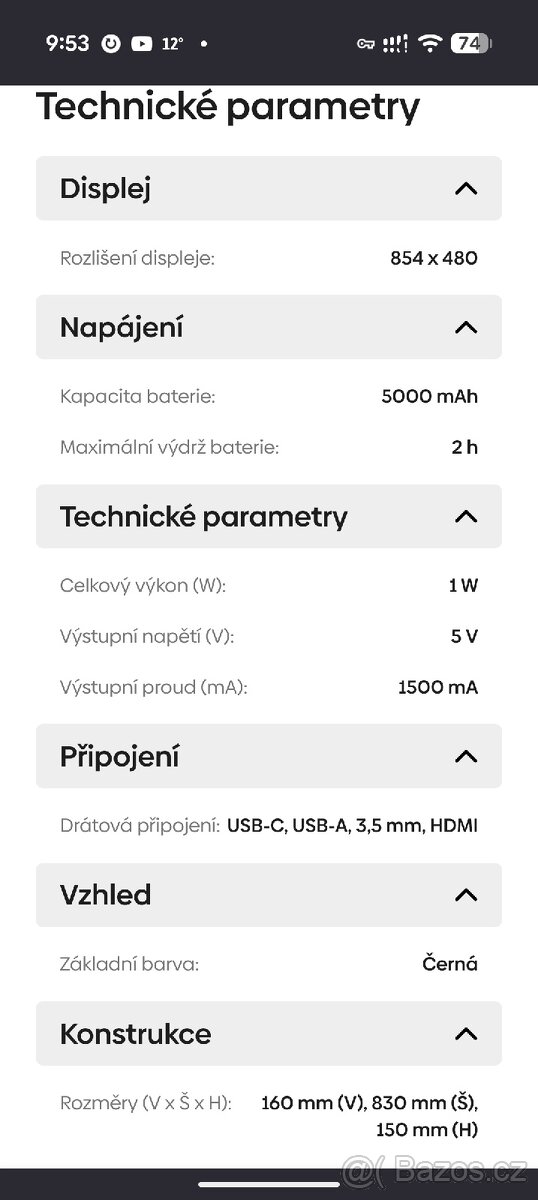 Sony MP-CD1 kapesní projektor černý - 10
