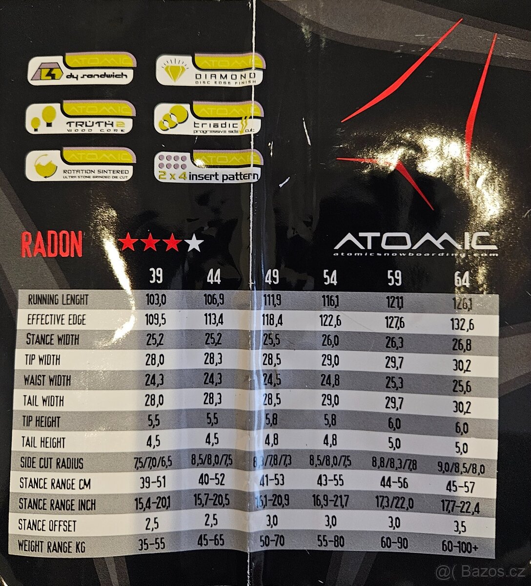 Snowboard Atomic Radon 155cm, boty, vak - 10