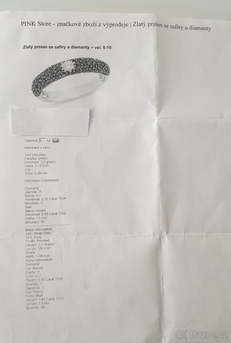 Prsten s diamantem a 50 safíry - 10