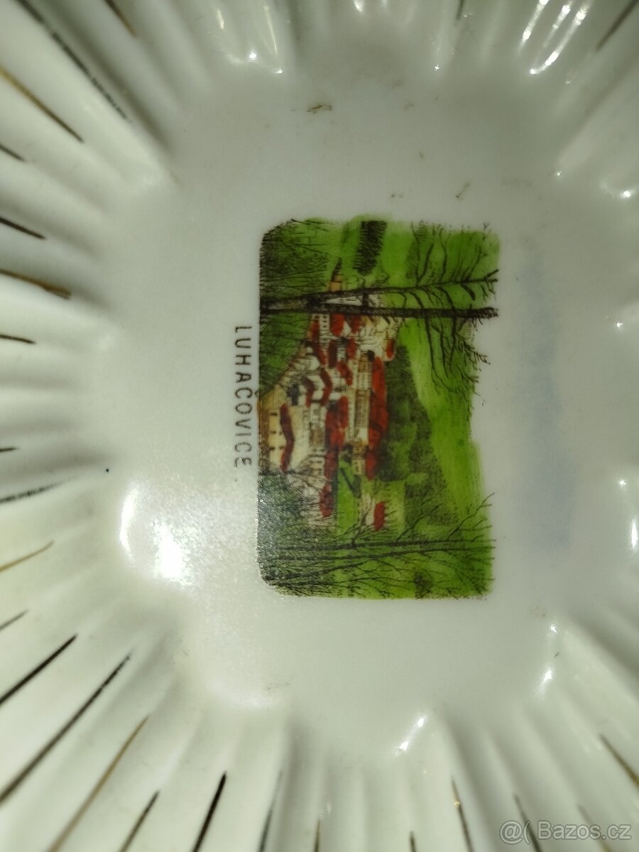 Starožitný upomínkový porcelán talířek Luhačovice - 10