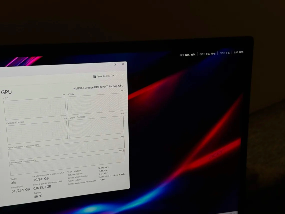 Herní notebook Acer Nitro 5 RTX 3070 Ti - 10