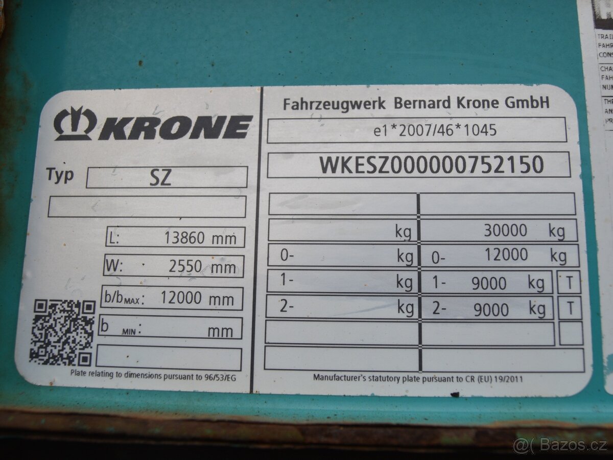 KRONE SZ lowdeck, BPW, roof lift, dvouosý návěs - 10