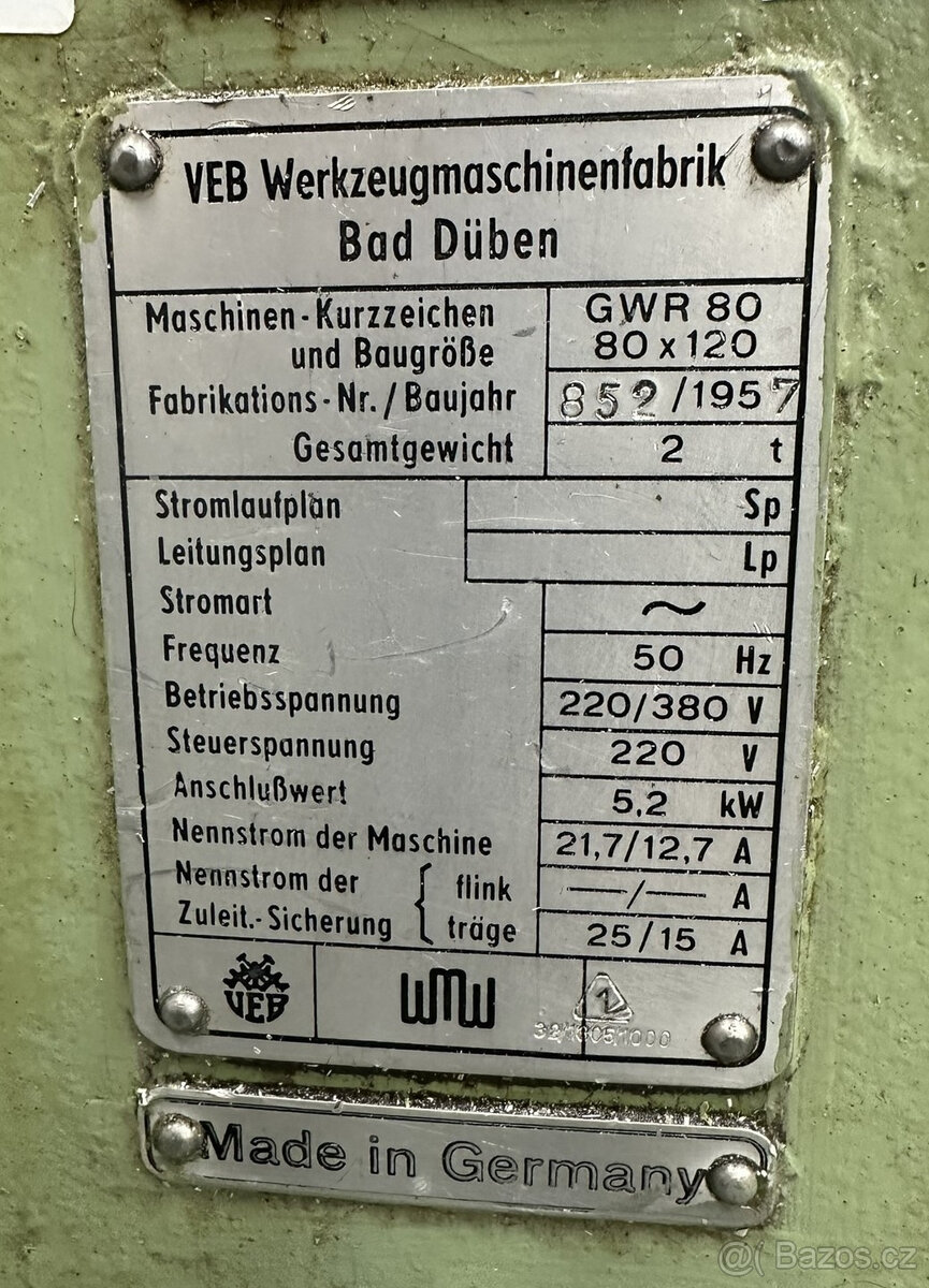 Válcovačka závitů GWR 80 - 10