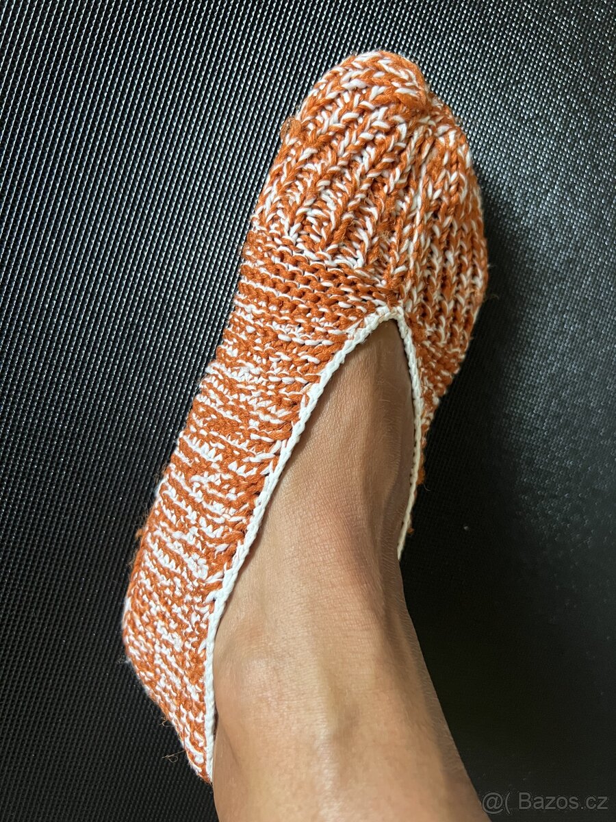 retro rucne pletene bačkory, papuče - 10