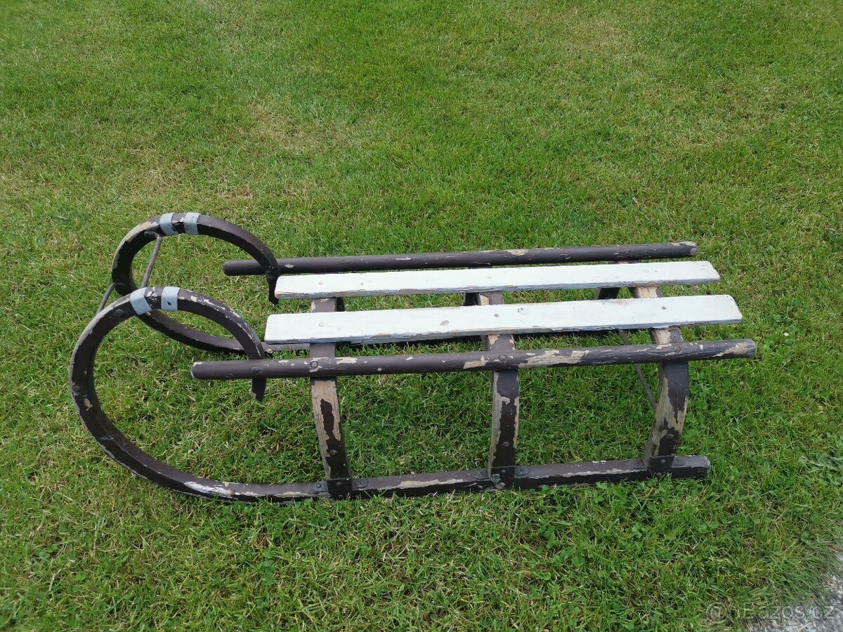 Sáně rohačky, starožitné, na upcyklaci - 10