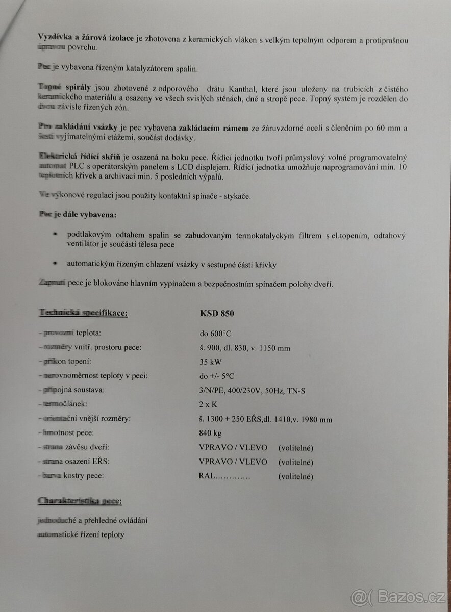 Sklářská vypalovací pec BVD - 10