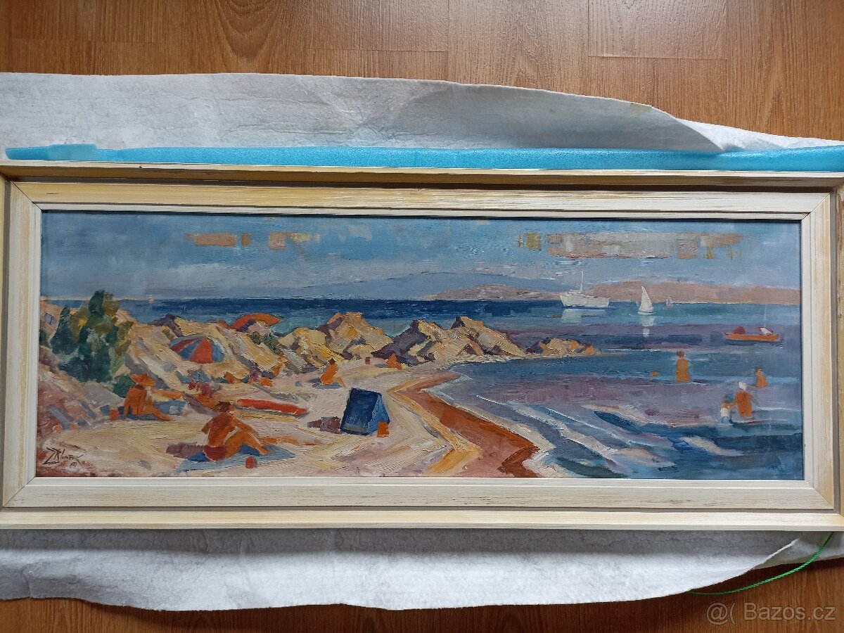 Obraz Pláž na Jadranu - olej na plátně - 10