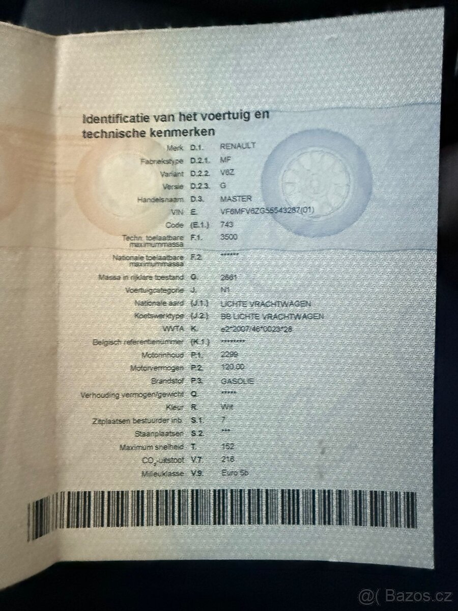 RENAULT MASTER 2,3 dci 6 místný - 6 míst -2016 1 majitel - 10