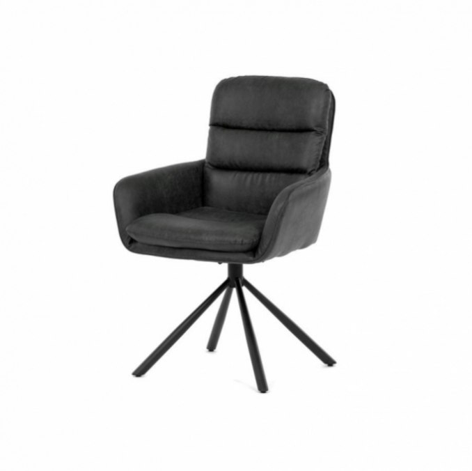 Jídelní židle s područkami v šedé látce - 10