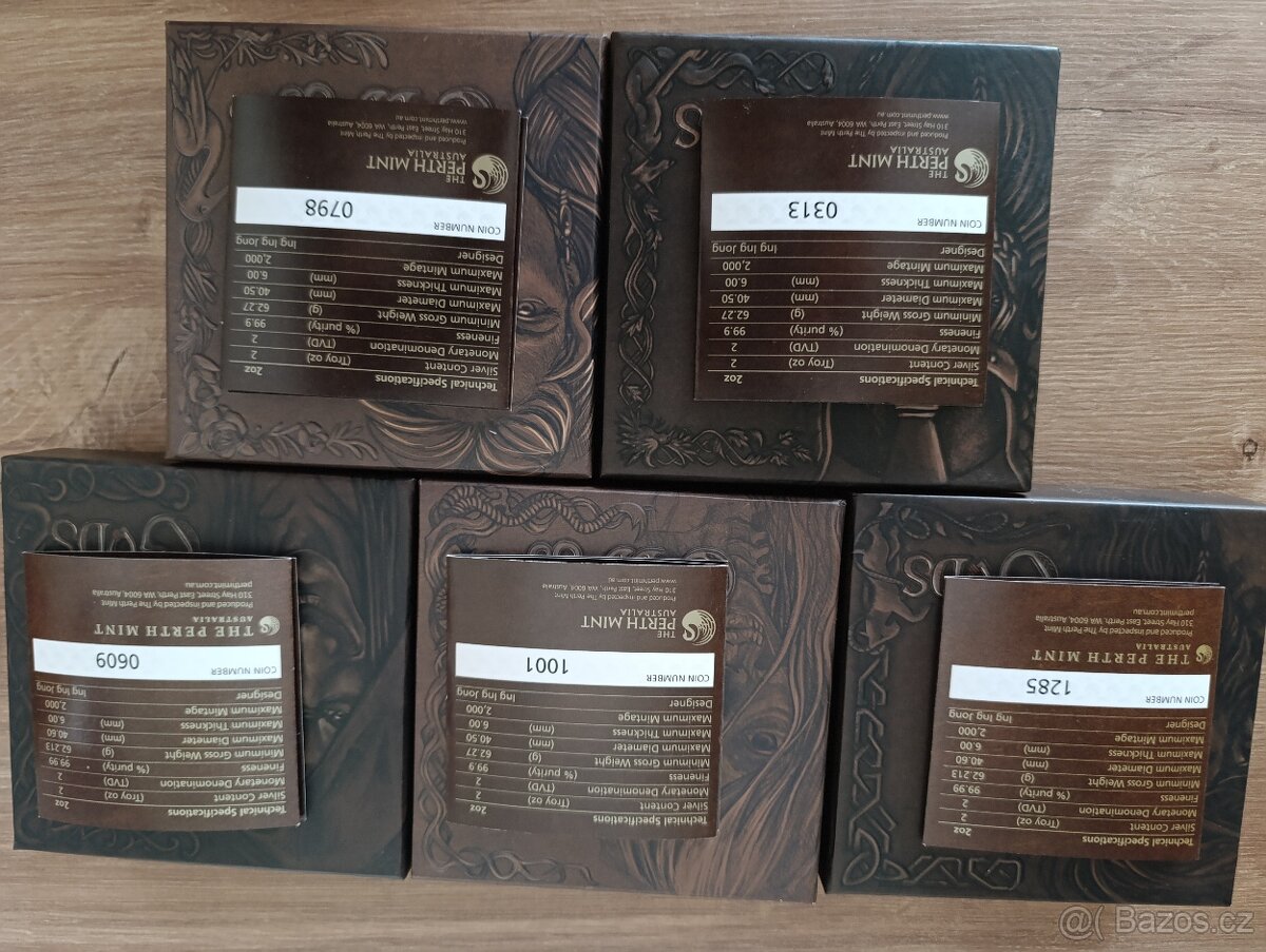 Seversti bohove, stribrne mince 5x2oz , ultra vysoky relief, - 10