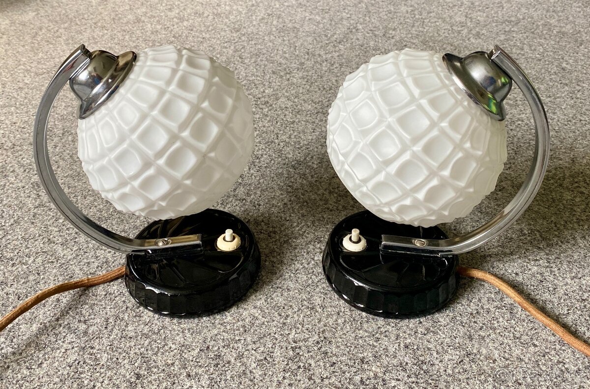 lampa lampička Art deco lampička chrom svítidlo staré - 10